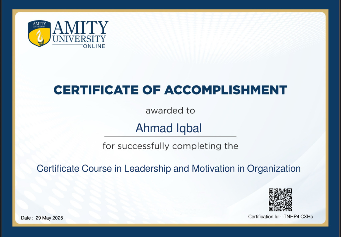 Amity University — Leadership and Motivation in Organization
