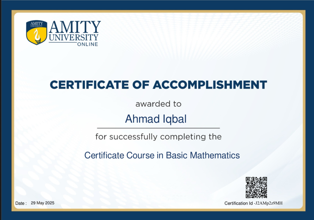 Amity University — Certificate Course in Basic Mathematics