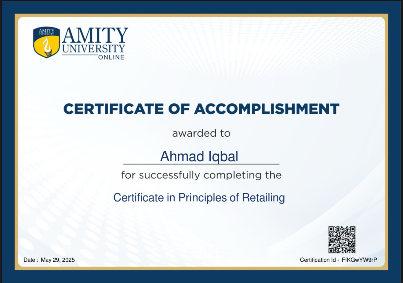 Amity University — Principles of Retailing