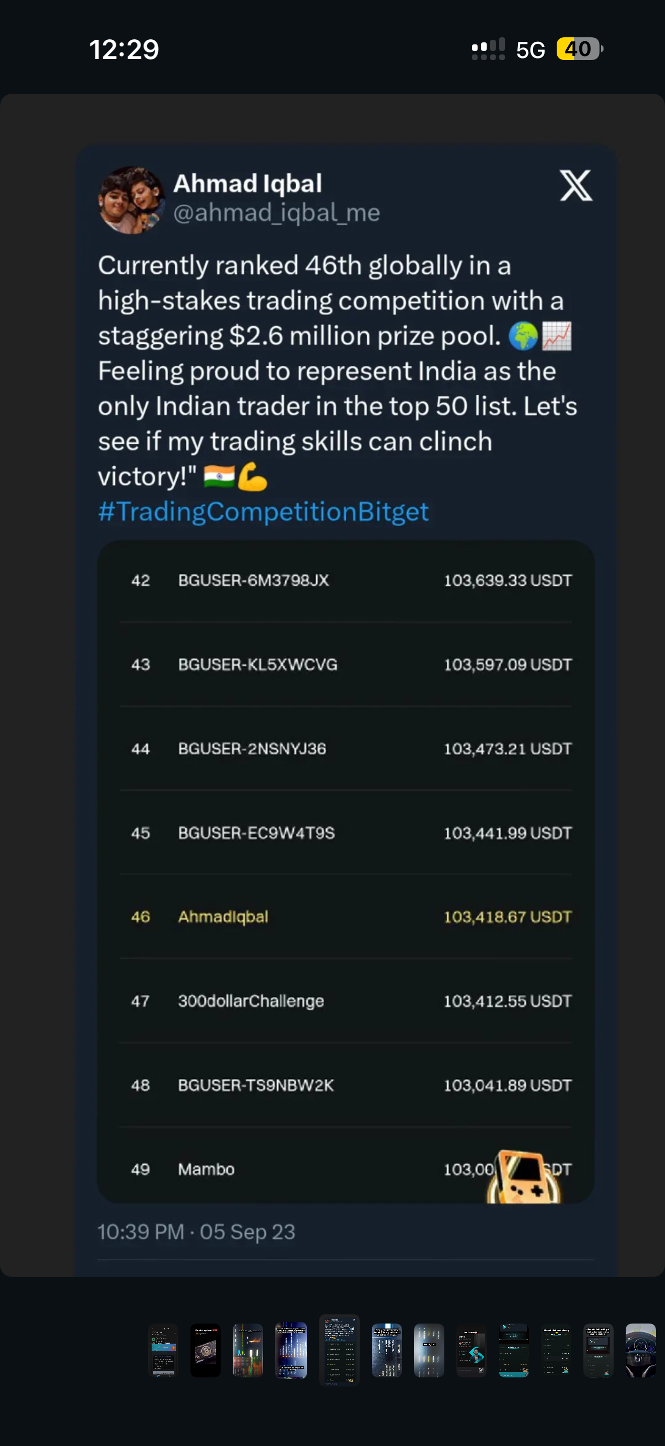 Rank 46 in $2.6M Prize Pool — Bitget Trading Competition